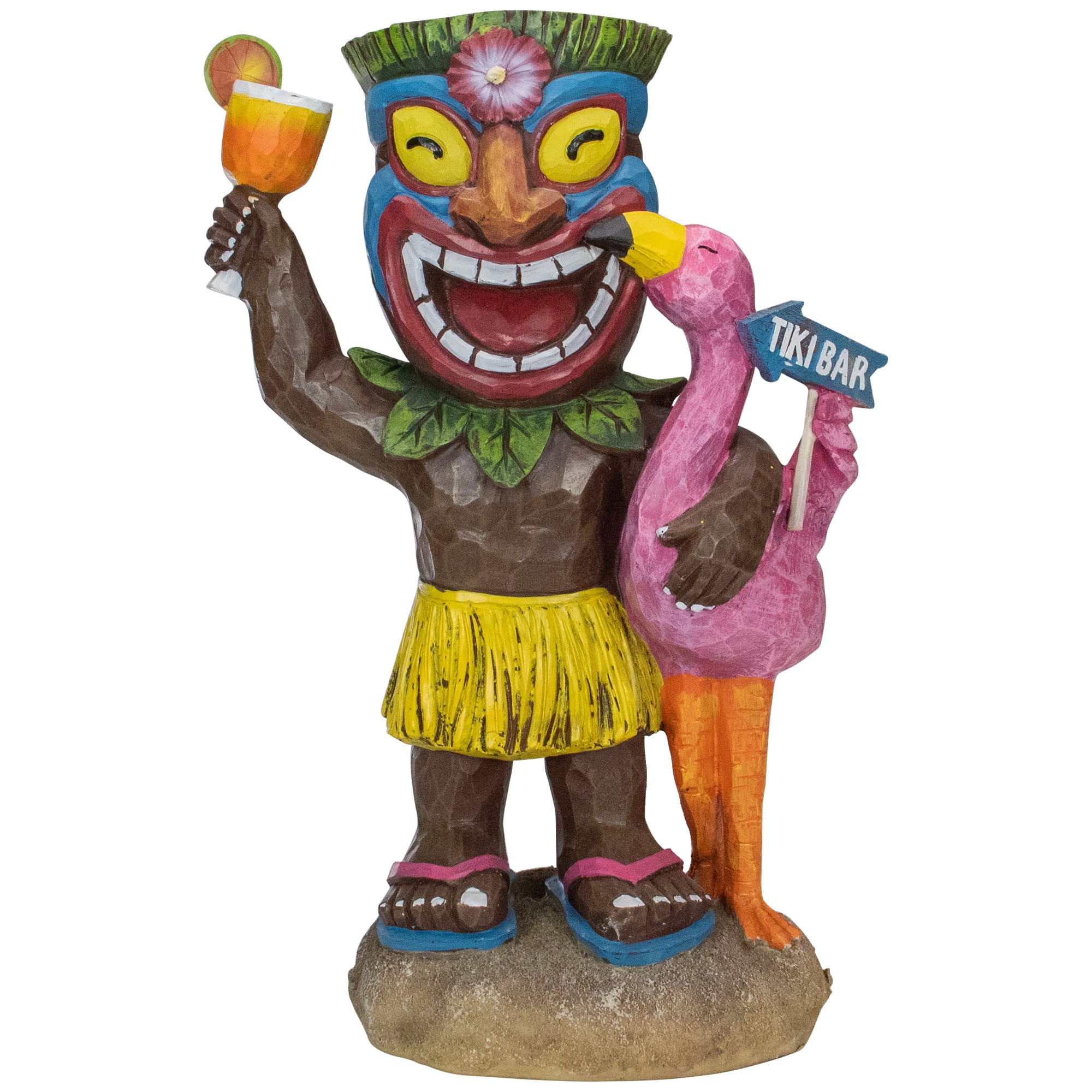 16" Solar Lighted Polynesian Outdoor Garden Tropical Tiki Bar Statue