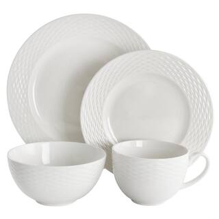 MARTHA STEWART 16 Piece In White Textured Dinnerware Set Fine Ceramic 985119215M