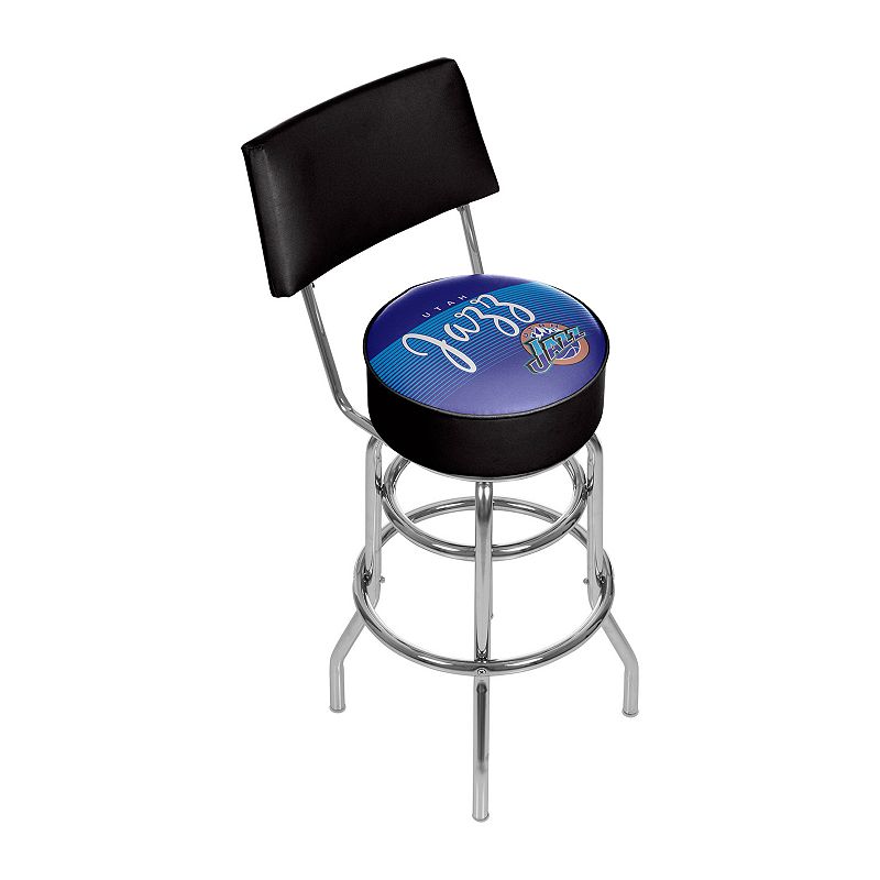 Utah Jazz Hardwood Classics Padded Swivel Bar Stool with Back