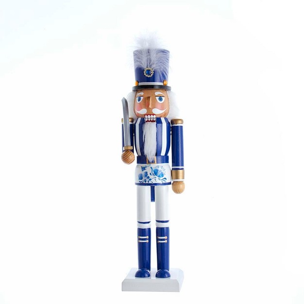 Kurt Adler 15 inch Wooden Delft Blue Nutcracker