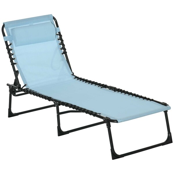 Outsunny Folding Chaise Lounge Chair Portable Lightweight Reclining Garden Sun Lounger with 4Position Adjustable Backrest