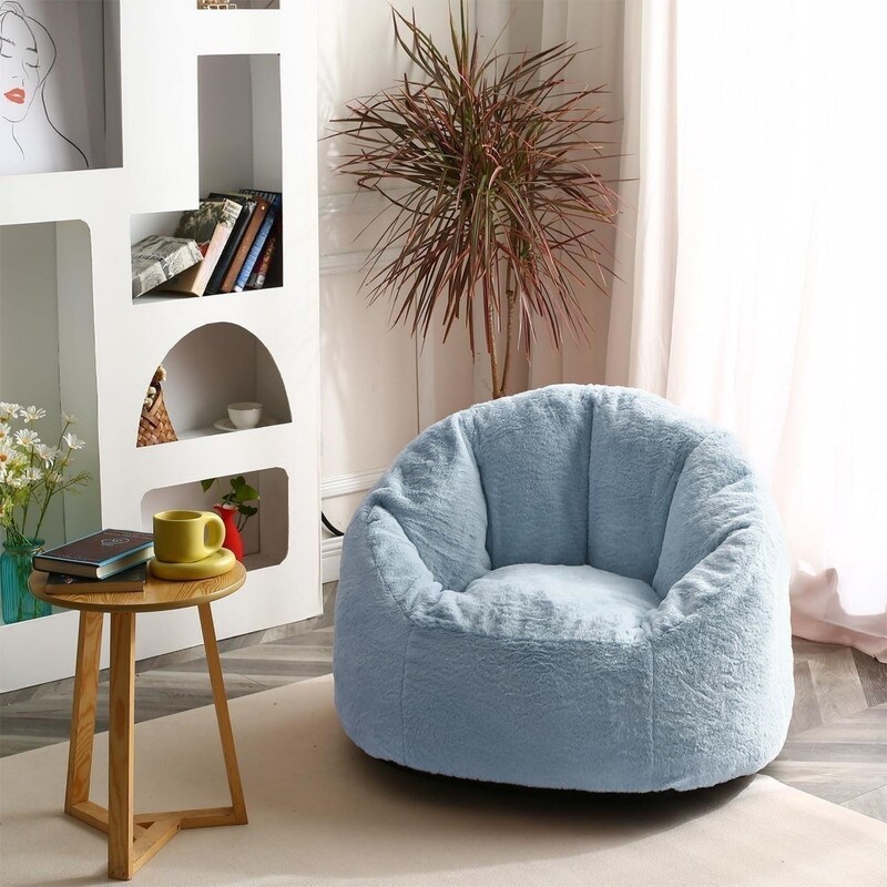 Large Bean Bag Chair 37in Soft Faux Fur