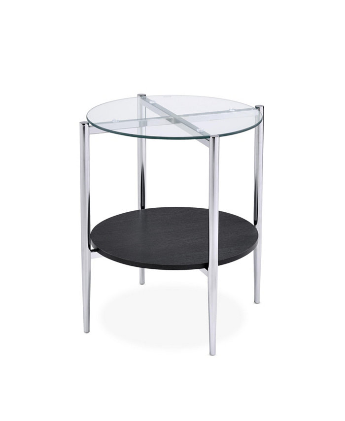 Steve Silver Bayliss 21 Round Tempered Glass and Chrome End Table