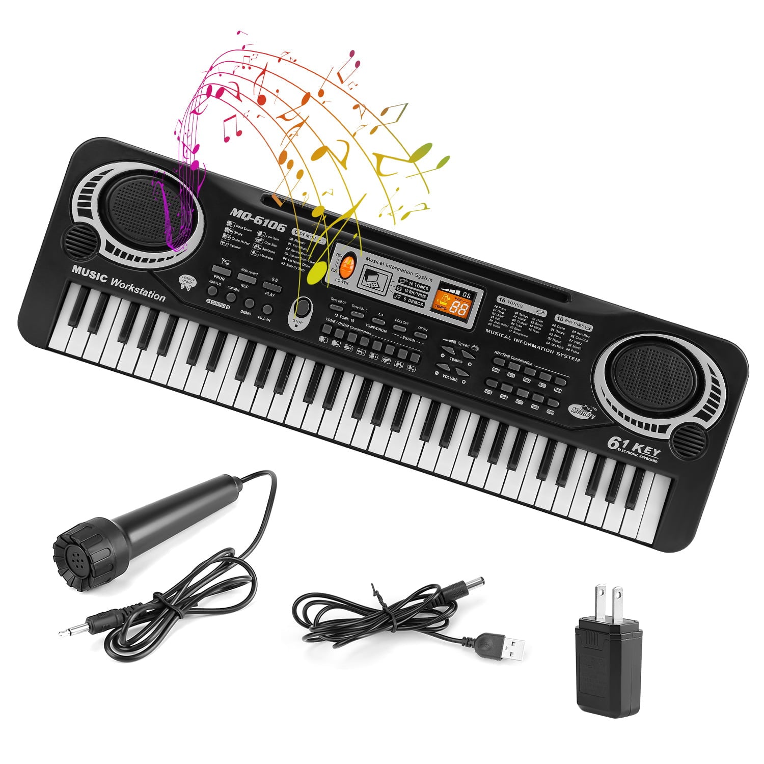 61 Keys Digital Music Keyboard， iMountek Electric Piano Musical Instrument Kids Learning Keyboard with Microphone for Beginners Kids Girls Boys Adults