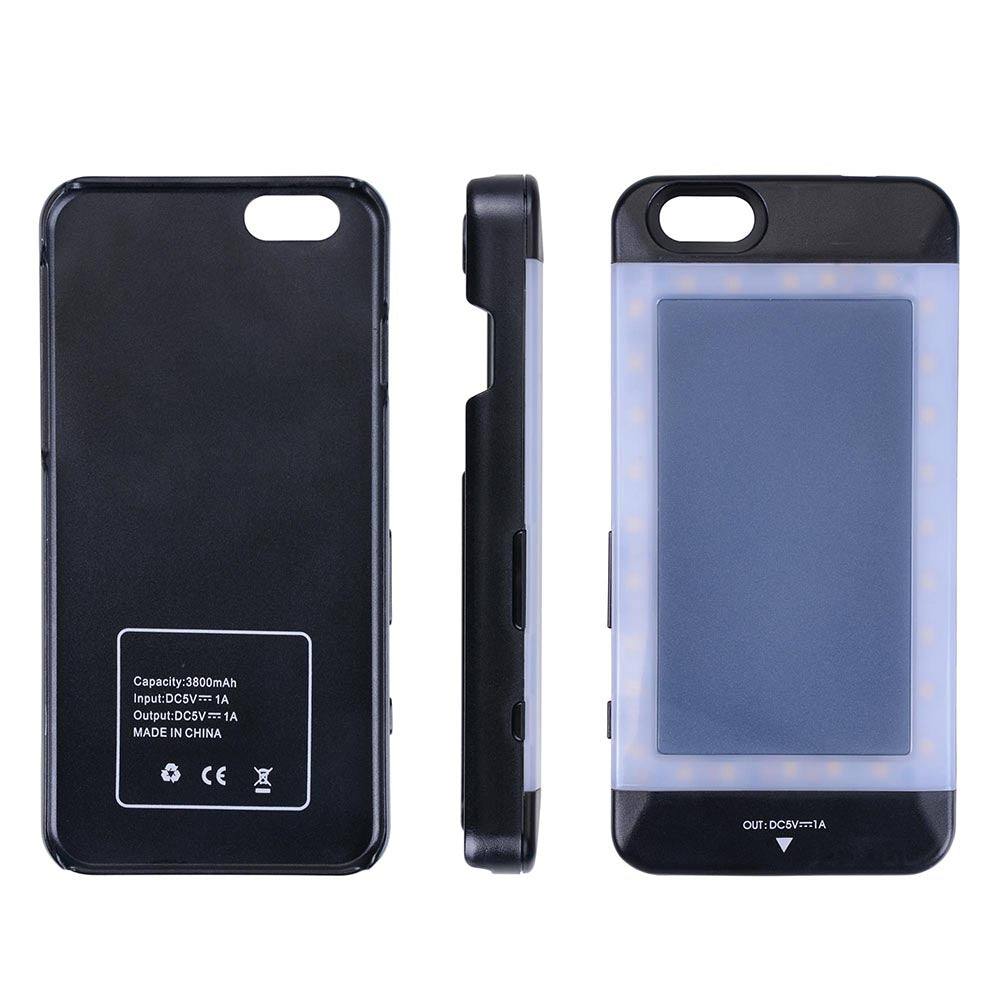 Yescom iPhone 6/6s Battery Extender Case w/ LED & Charger Black