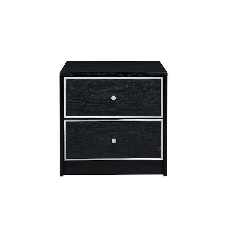 Accent Table with 2 Storage Drawers and Intricate Trimming， Black