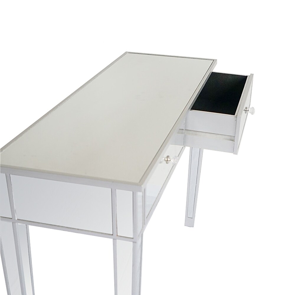 2 Drawers Mirrored Makeup Table Computer Desk Writing Desk   (41.34 x 14.17 x 29.92)\