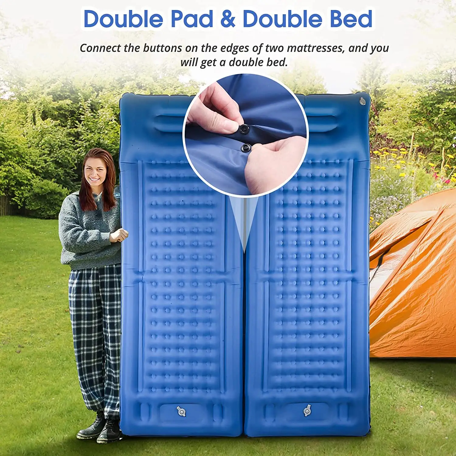 Camping Sleeping Pads 78inch Inflatable Sleeping Mat with Pillow Built IN Pump Portable Mattress Backpacking Sleeping Pad