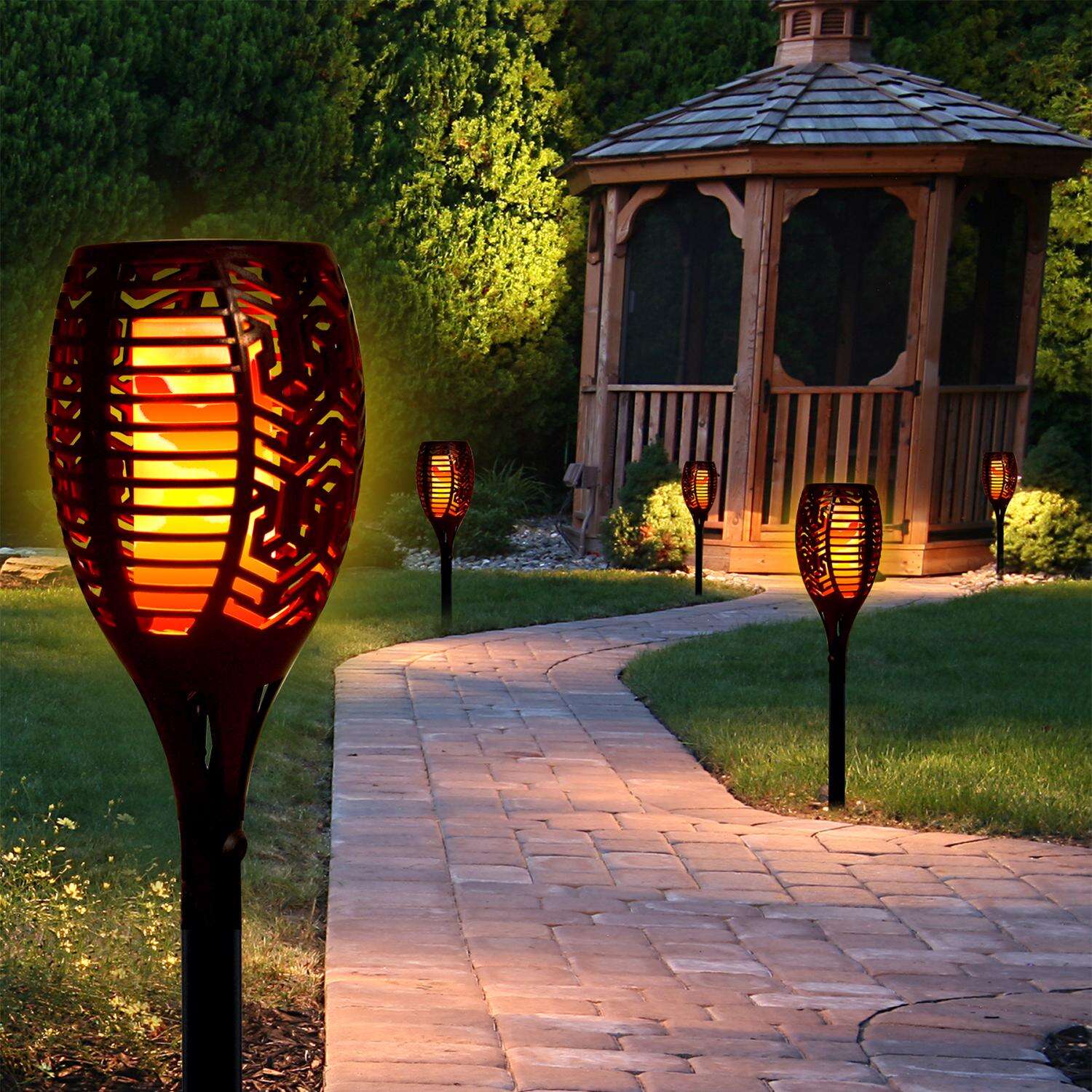 Shawshank LEDz Black Ceramic 12-36 in. Round Garden Torch 1 pc