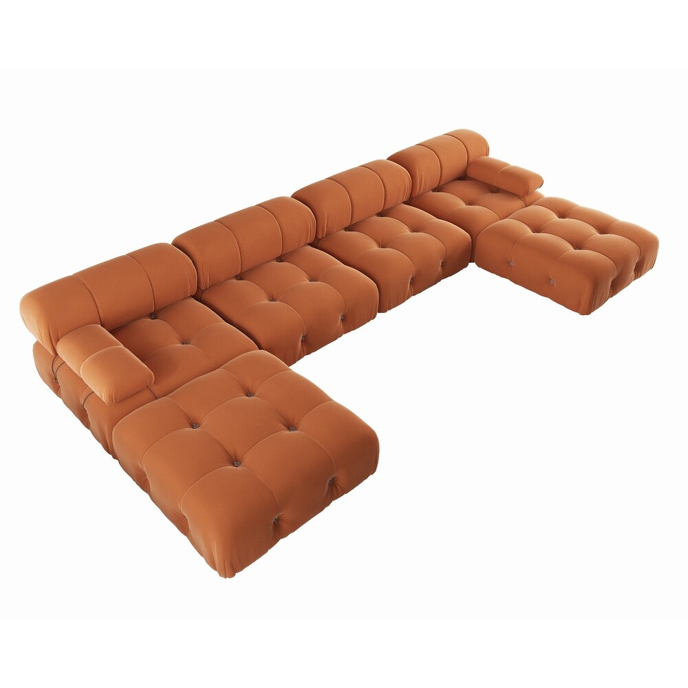 138'' Modern Velvet Upholstery U shaped Sectional Sofa