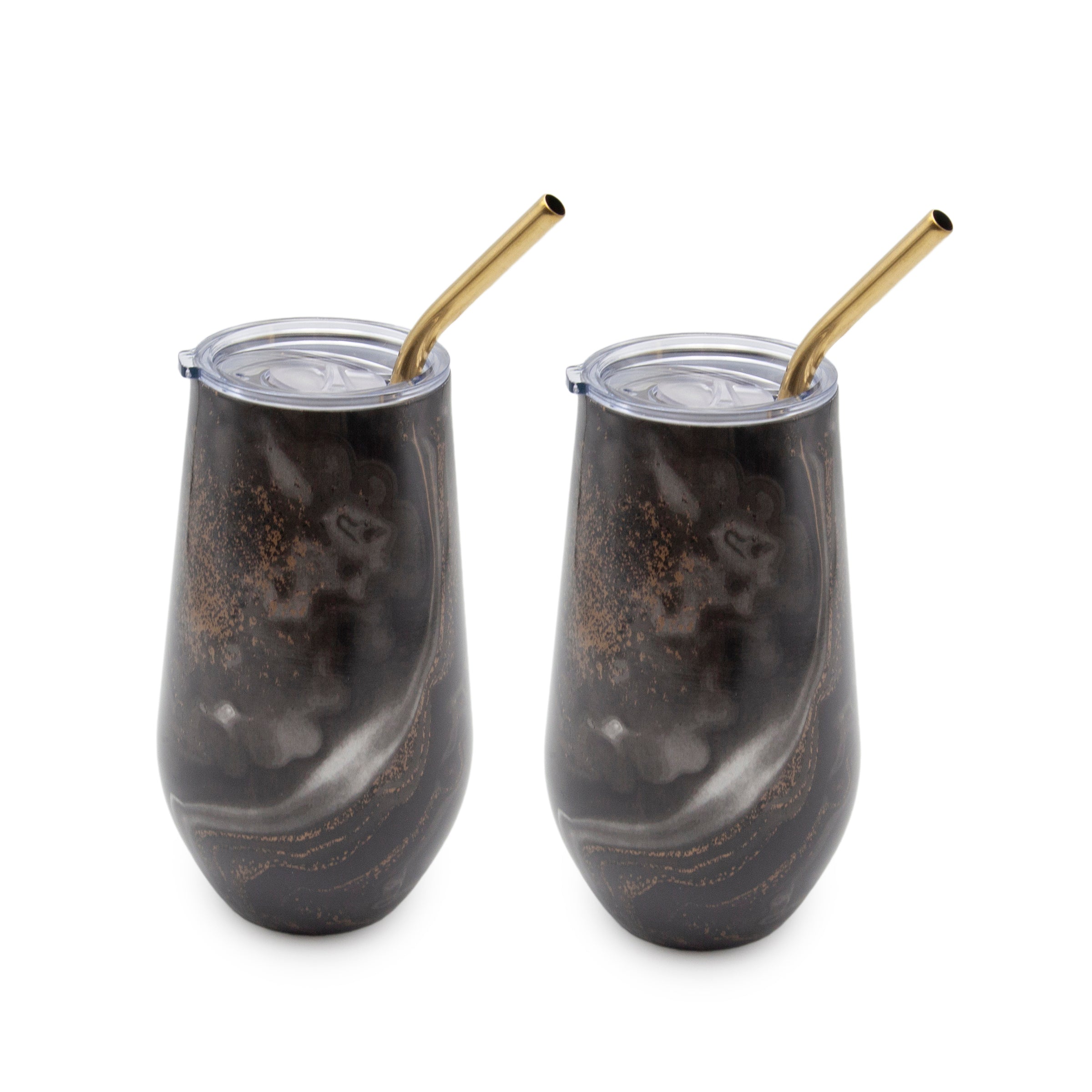 16 Oz Black Geo Wine Tumblers, Set Of 2