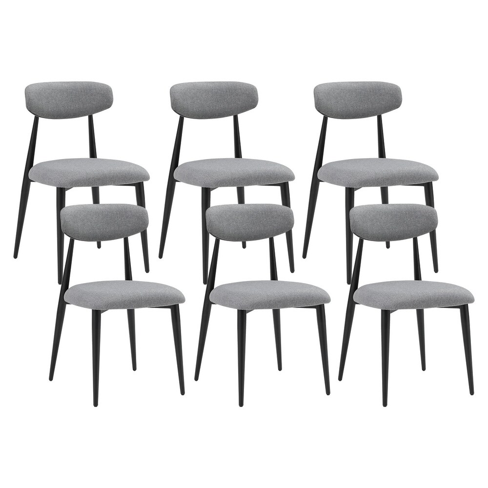 Set of 6 Dining Chairs with Upholstered and Metal Frame