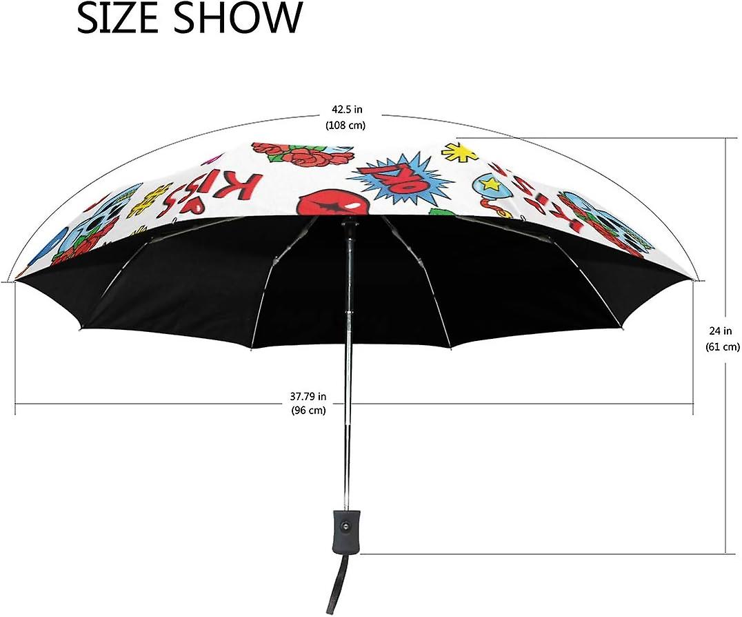 Travel Umbrella Automatic Windproof Foldable Umbrella Colorful Pop Art Style