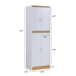 HODEDAH 4-Door White Kitchen Pantry HI224 White