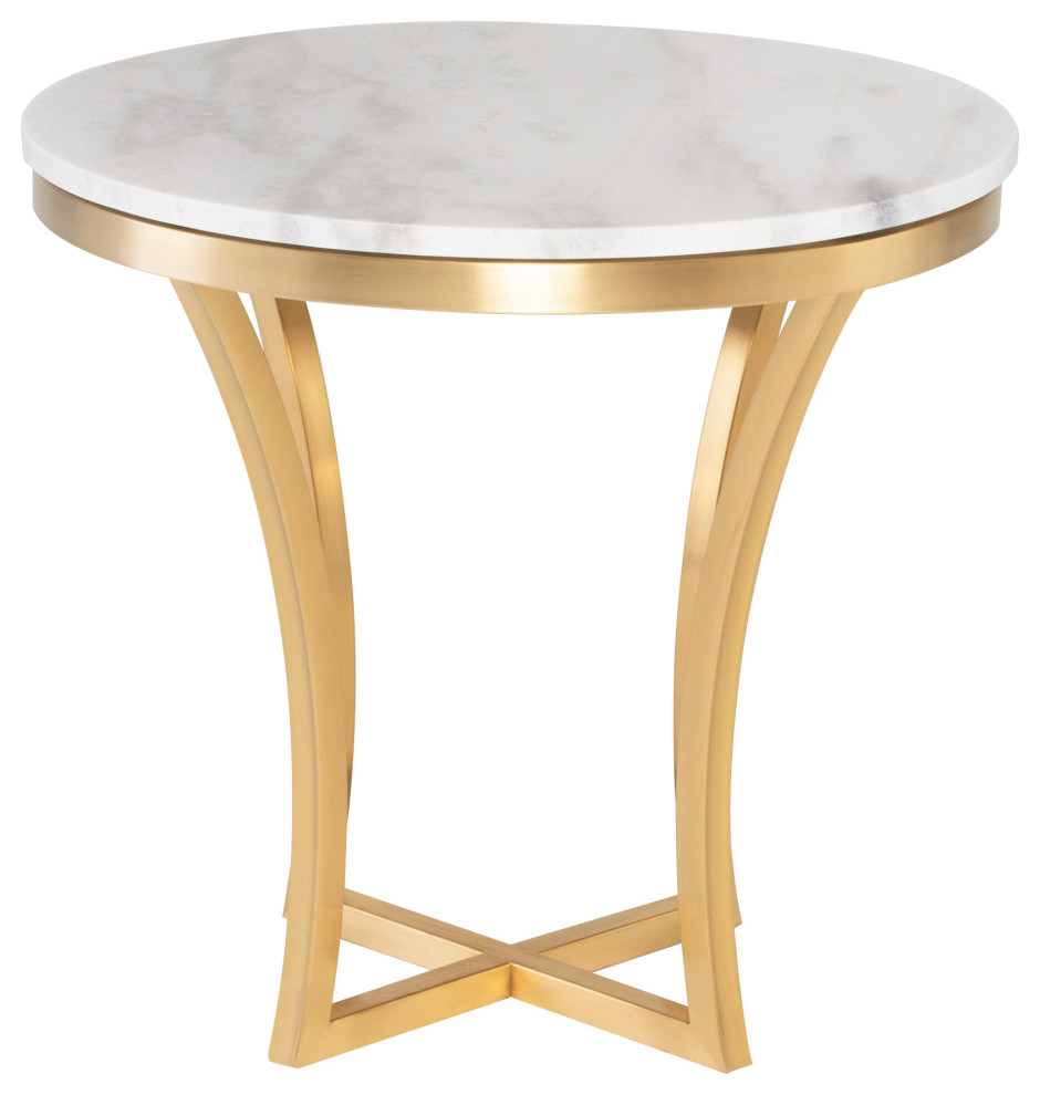 Aurora Side Table  White Marble Top Round End Table   Side Tables And End Tables   by Nuevo  Houzz