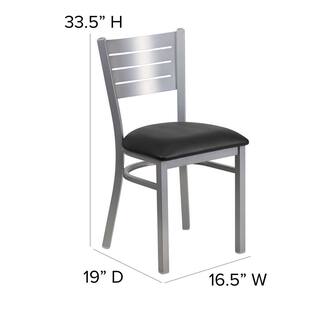 Flash Furniture Hercules Series Silver Slat Back Metal Restaurant Chair with Black Vinyl Seat XUDG60401BKV