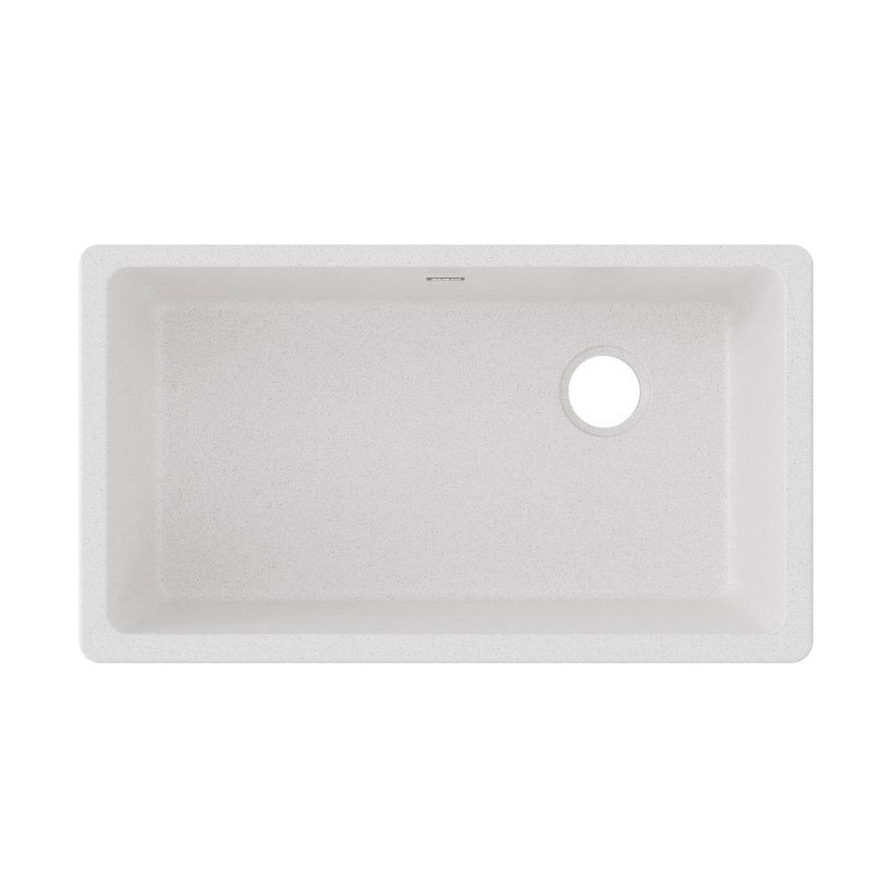 Elkay Quartz Classic White Quartz 33 in. Single Bowl Undermount Kitchen Sink ELGU13322WH0