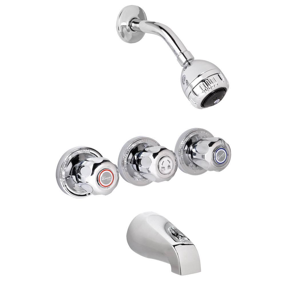 KEENEY Belanger 3-Handle 2-Spray Tub and Shower Faucet in Polished Chrome (Valve Included) 3060W