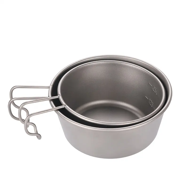 Titanium Sierra Cup with lid Ultralight Foldable Titanium Camping Bowls for Outdoor 350Ml 520ml Titanium Pot