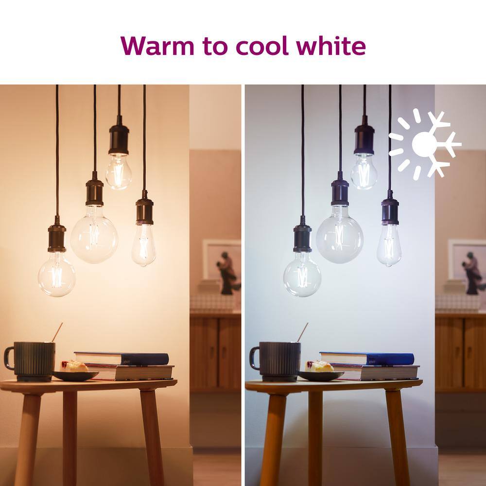 Philips 60-Watt Equivalent ST19 Smart Wi-Fi LED Vintage Edison Tuneable White Light Bulb Powered by WiZ with Bluetooth (2-Pack) 567172