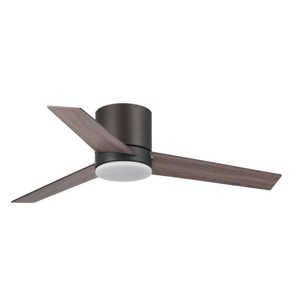 Parrot Uncle Kielah 48 in Integrated LED Bronze Flush Mount Ceiling Fan with Light and Remote Control