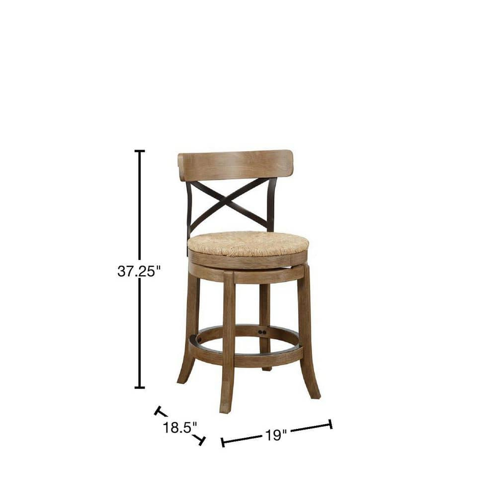 Boraam Myrtle 24 in. Wheat Wire-Brush Wood Frame Counter Height Bar Stool 76924