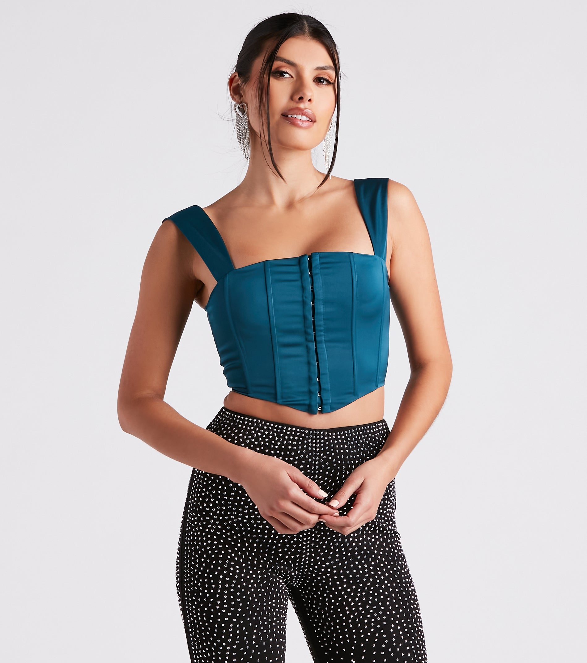 Meant To Be Satin Lace Up Corset Top