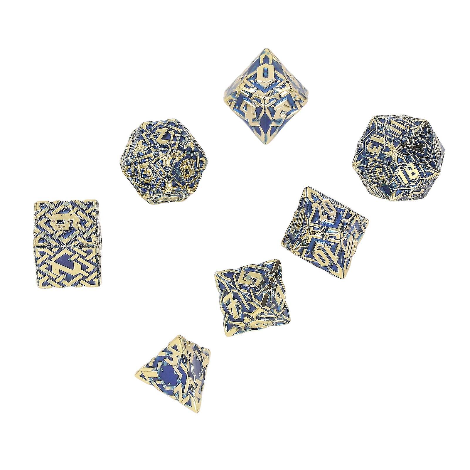 7pcs Metal Polyhedral Dice Maze Pattern Engraved nced Rolling Solid Metal Dice for Games Role Play Style 1