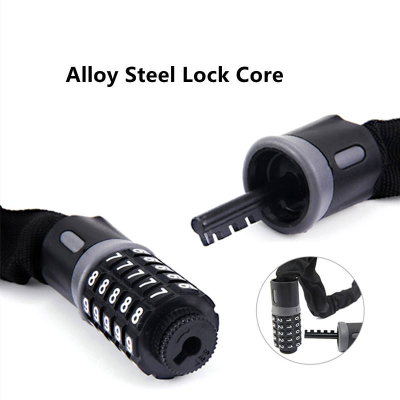 Bike Chain Lock(0.9M)  5 Digit Resettable Combination Password Bicycle Lock Heavy Duty Anti Theft Cycling Cable Locks