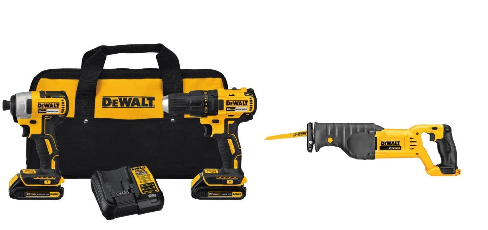 DEWALT 20V MAX Drill Driver & Impact Kit with Reciprocating Saw Bundle DCK277C2DCS380B from DEWALT