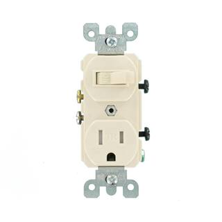 Leviton 15 Amp Tamper-Resistant Combination SwitchOutlet Light Almond R56-T5225-0TS