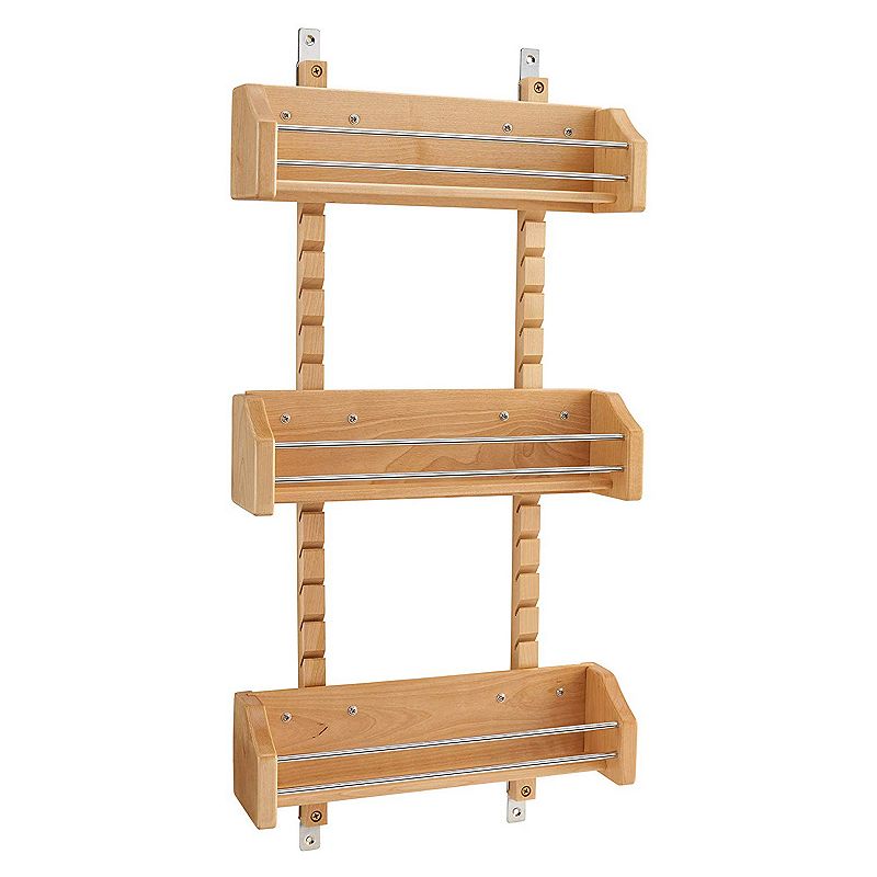 Rev-A-Shelf 4ASR-18 Medium Adjustable 3-Shelf Cabinet Door Mount Wood Spice Rack