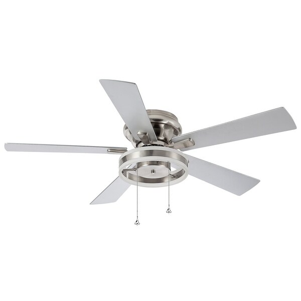 52-IN Nickel Flush Mount LED Ceiling Fan with Light Kit(5 blade) Shopping - The Best Deals on Ceiling Fans | 41673291