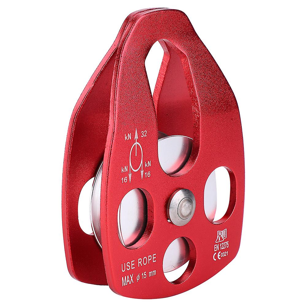 Outdoor Portable Aviation Aluminum Side Plate Climbing Single Sheave Fixed Pulley For Climbing Rescue High Altitude Brakedownred