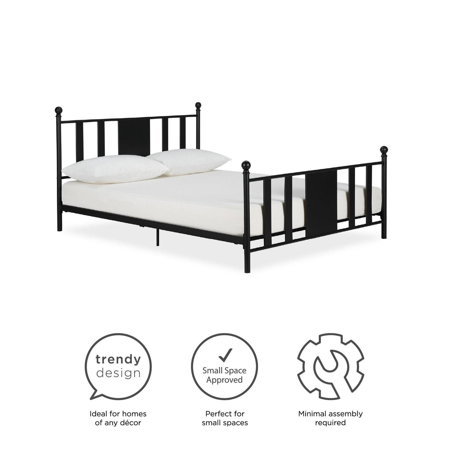 DHP Langham Metal Platform Bed with Adjustable Height， Queen， Black