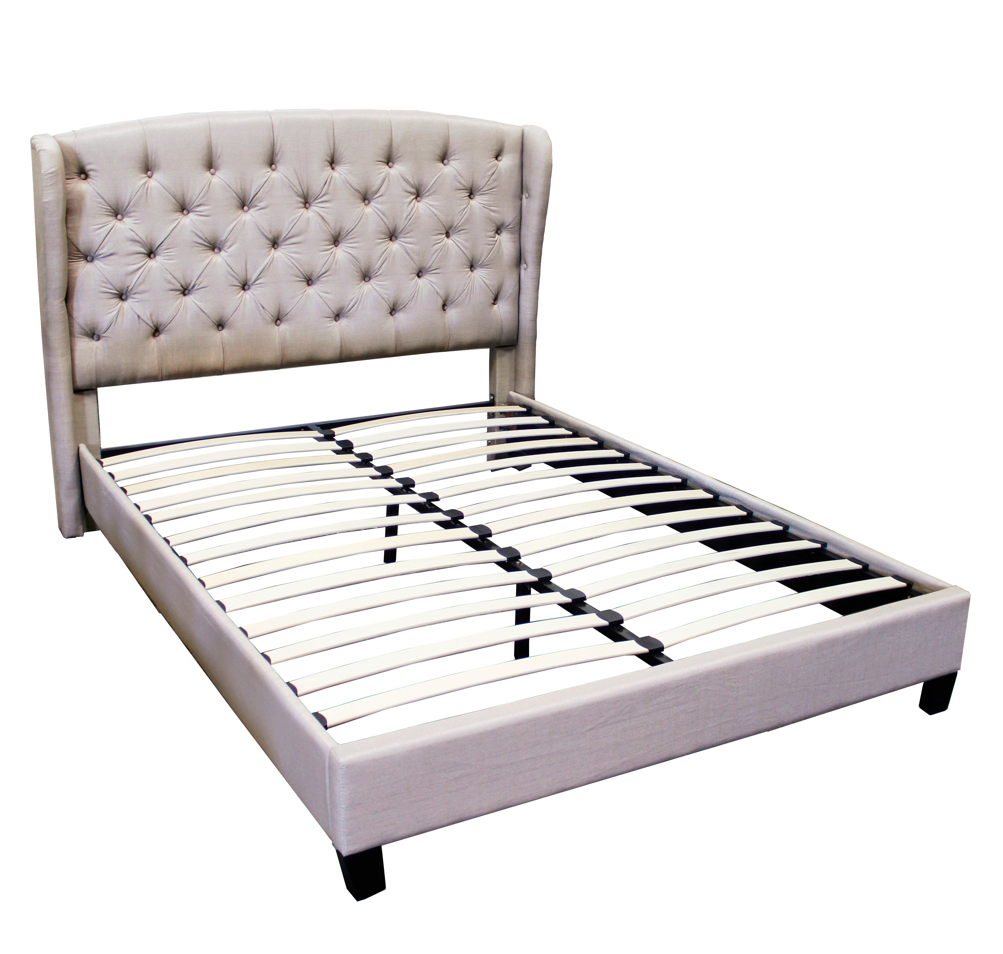 Best Master Furniture Yvette Beige Tufted Upholstered Platform Bed, Eastern King