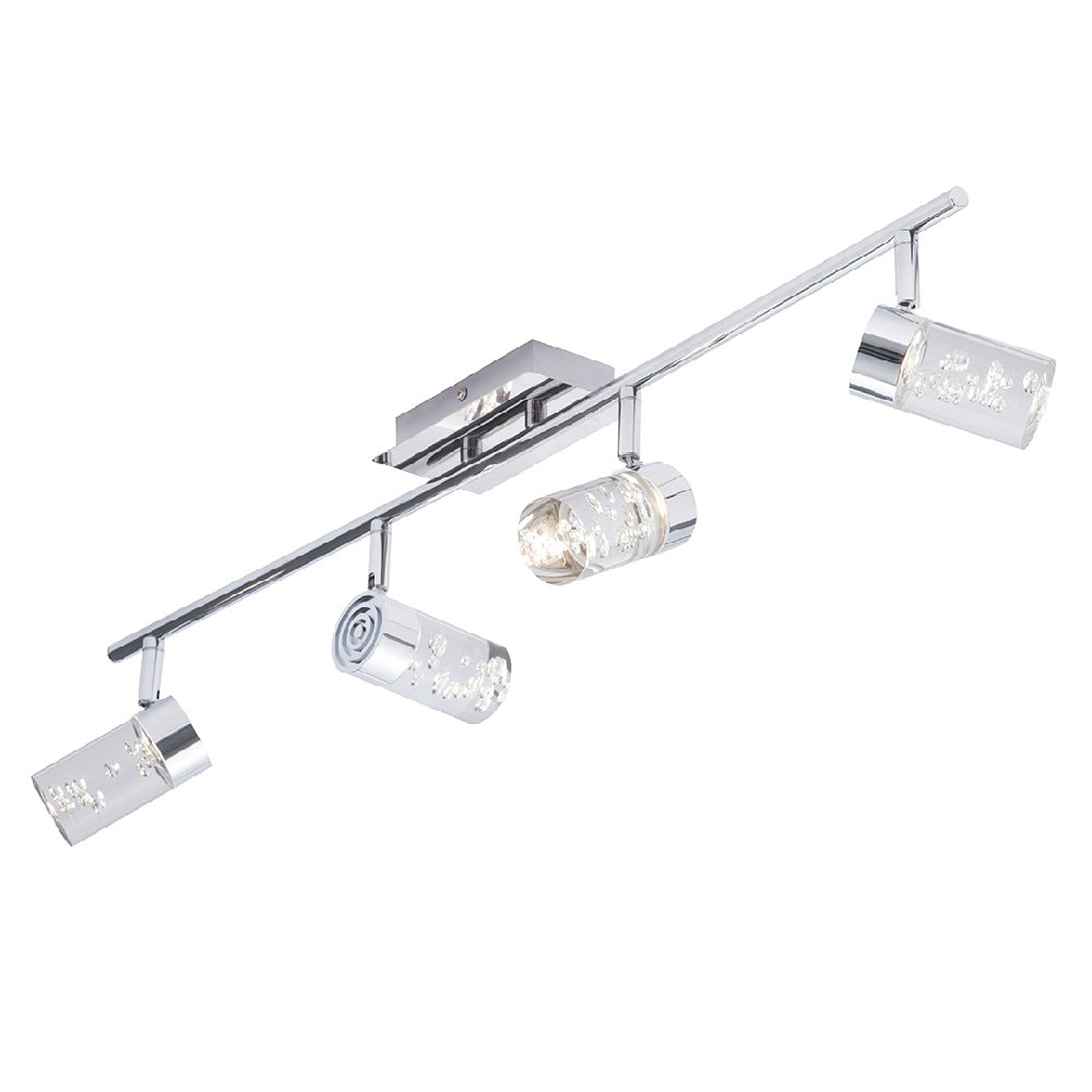 Britalia BRSPA-31780-CHR LED Polished Chrome & Bubble Shade Bathroom 4 Lamp Bar Spotlight IP44