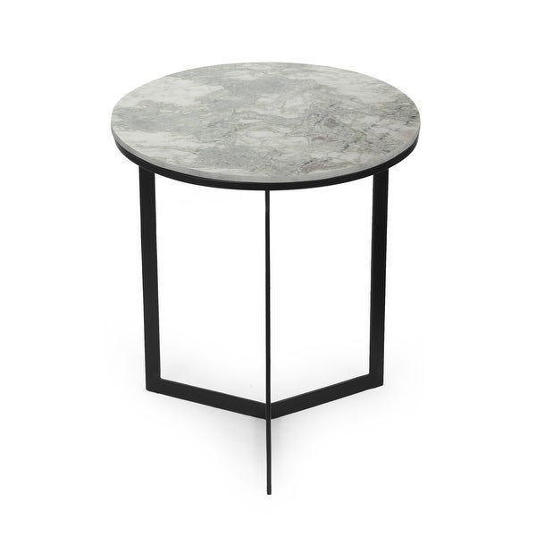 Brenizer Modern Glam Handcrafted Marble Top Side Table by Christopher Knight Home - 17.00