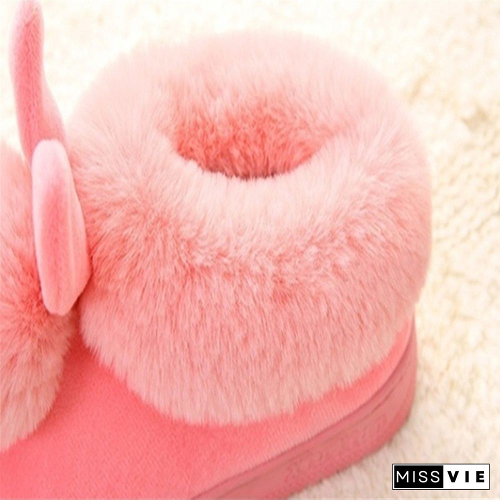 Fashion Women's Winter Cute Rabbit Warm Non-Slip Cotton Slippers Winter Shoes Indoor Outdoor