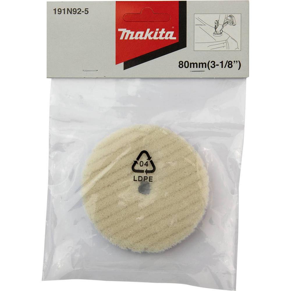 Makita 3 in. Hook and Loop Short-Haired Wool Cutting Pad 191N92-5