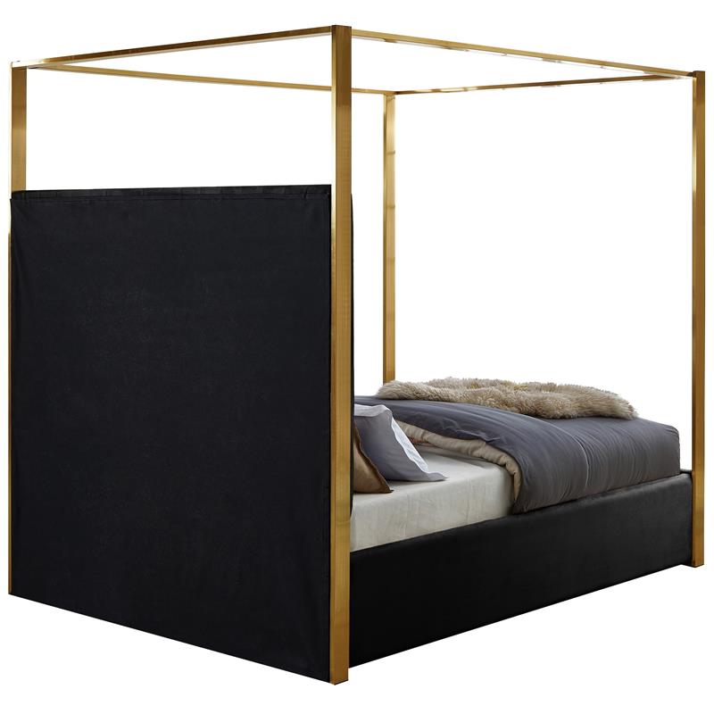 Meridian Furniture Jones Black Velvet Queen Bed