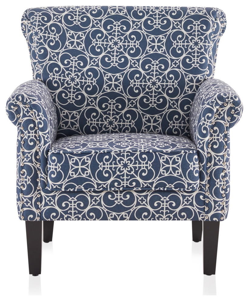 Arm Fabric Upholstered Chair Nailhead Trim Accent Chair   Contemporary   Armchairs And Accent Chairs   by OneBigOutlet  Houzz