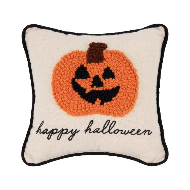 Pumpkin Jack o lantern French Knot Halloween Throw Pillow