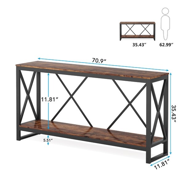 70.9 Inch Extra Long Console Table Industrial Narrow Sofa Table Entry Table Behind Couch