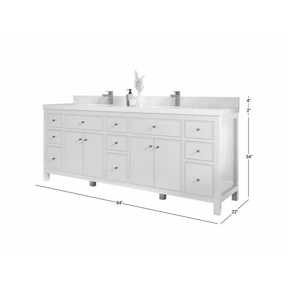 Willow Collections Sonoma 84 in. W x 22 in. D x 36 in. H Double Sink Bath Vanity in Pewter Green with 2