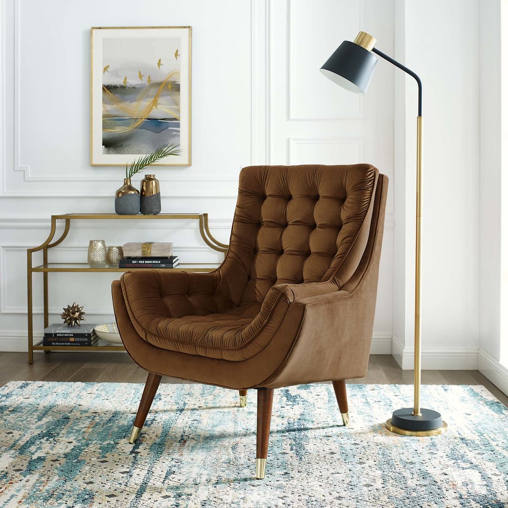 Modern Urban Living Tufted Accent Chair  Velvet Fabric   Midcentury   Armchairs And Accent Chairs   by House Bound  Houzz