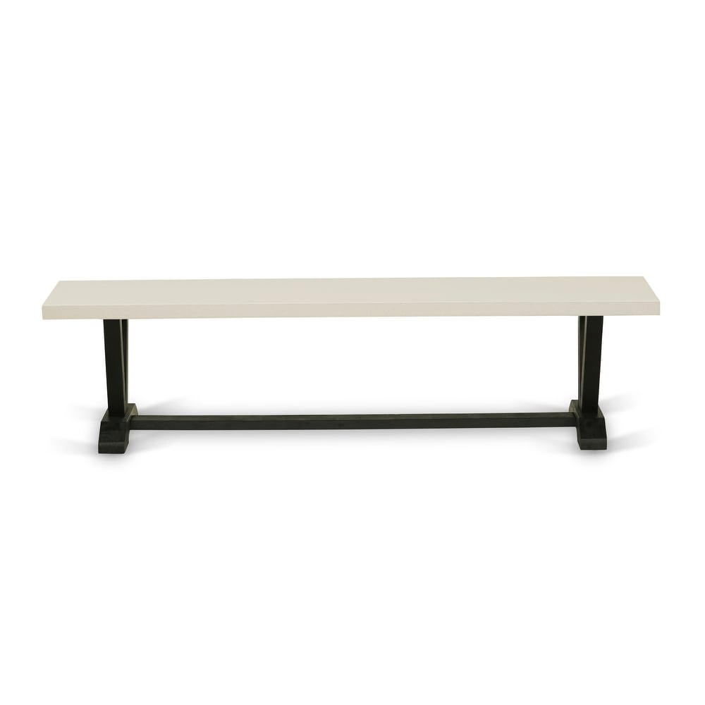 East West Furniture V Style Modern Dining Room Bench with Wooden Seat  72x15x18 Inch(Finish Options)   72