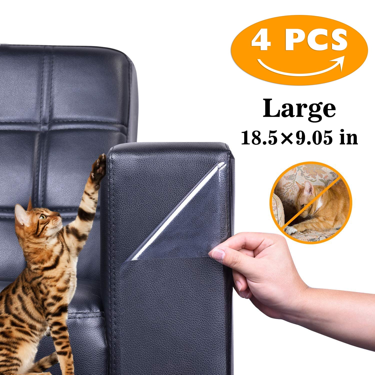 4PCS Large (18.5 x9.05Inch)Couch Defender for Cats， Stop Pets from Scratching Furniture，Anti Scratch Mattress Protector，Chair and Sofa Deterrent Guards，Corners Scratch Cover ，Claw Proof Pads