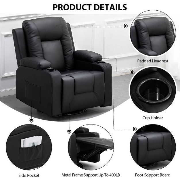 2 1 Bonded Pu Leather Recliner Sofa Set Black Comhoma