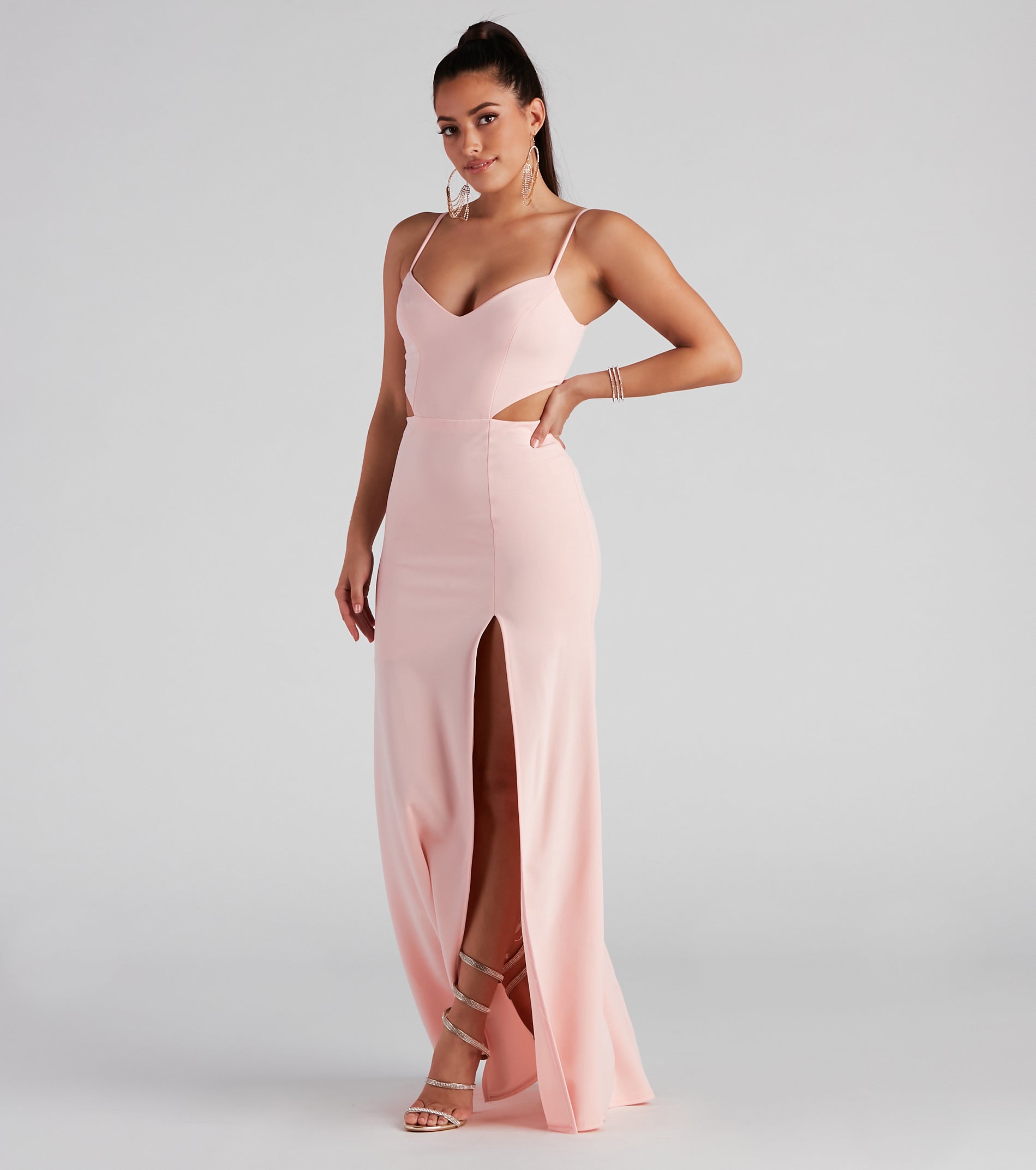 Liz Formal Crepe Cutout Long Dress